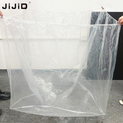 JIJID Transparent Drawstring Plastic Bag Large Square Bottom Bag Clear Plastic Bag