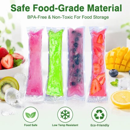 JIJID Transparent 3 Side Seal Vacuum Bag for Ice Cream 2.5x10 inch Food Grade PA/PE