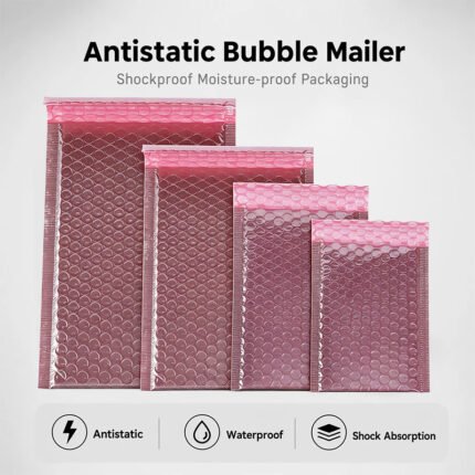 Wine Red Anti-Static Bubble Mailers | Self-Seal Static Shield Padded Envelopes for Electronic Components Jewelry Shipping