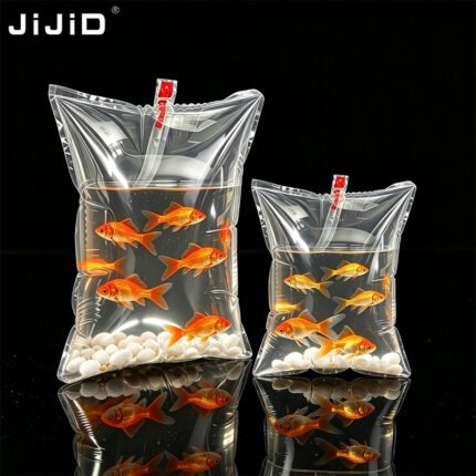 JIJID Professional PA/PE Oxygen Inflatable Live Fish Transport Bag with One-Way Valve