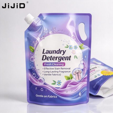 JIJID Custom Printed Laundry Detergent Stand Up Spout Pouch with Handle
